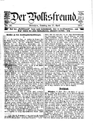 Der Volksfreund Samstag 17. April 1875