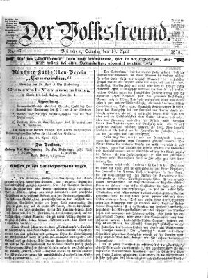 Der Volksfreund Sonntag 18. April 1875