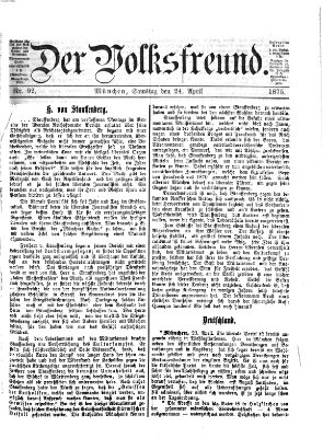 Der Volksfreund Samstag 24. April 1875