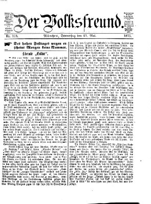 Der Volksfreund Donnerstag 27. Mai 1875