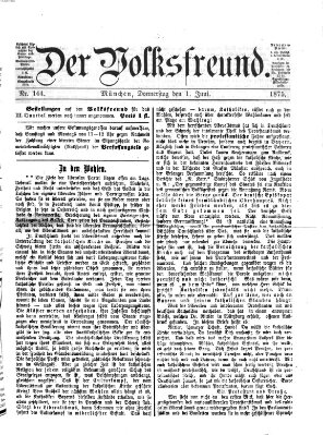 Der Volksfreund Donnerstag 1. Juli 1875