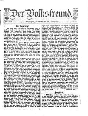 Der Volksfreund Mittwoch 15. September 1875