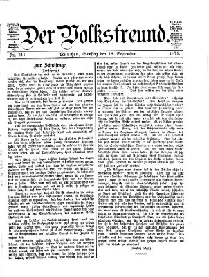 Der Volksfreund Samstag 18. September 1875