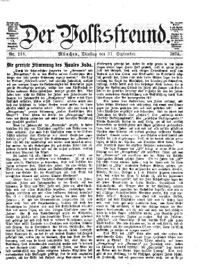 Der Volksfreund Dienstag 21. September 1875