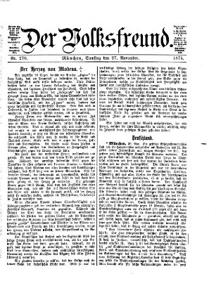 Der Volksfreund Samstag 27. November 1875