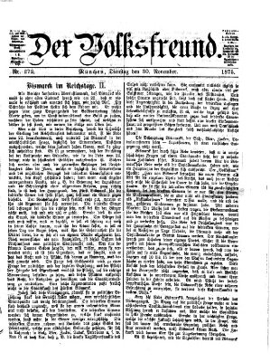 Der Volksfreund Dienstag 30. November 1875