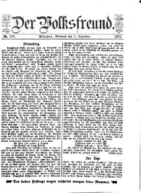 Der Volksfreund Mittwoch 8. Dezember 1875