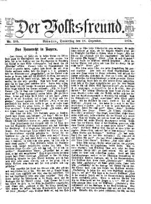 Der Volksfreund Donnerstag 16. Dezember 1875