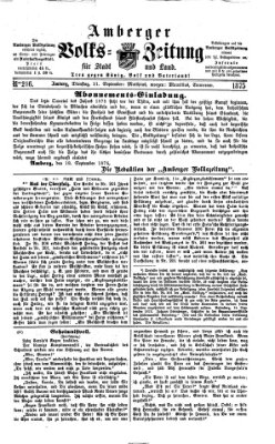 Amberger Volks-Zeitung für Stadt und Land Dienstag 21. September 1875