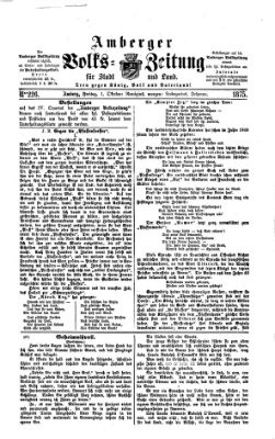 Amberger Volks-Zeitung für Stadt und Land Freitag 1. Oktober 1875