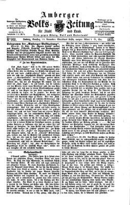 Amberger Volks-Zeitung für Stadt und Land Samstag 13. November 1875