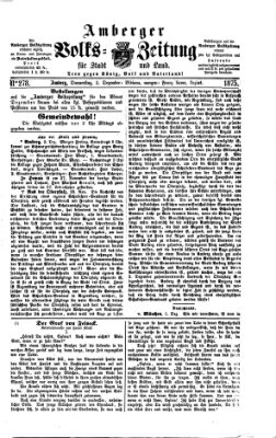 Amberger Volks-Zeitung für Stadt und Land Donnerstag 2. Dezember 1875