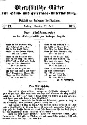 Oberpfälzische Blätter für Sonn- und Feiertags-Unterhaltung (Amberger Volks-Zeitung für Stadt und Land) Sonntag 27. Juni 1875