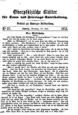 Oberpfälzische Blätter für Sonn- und Feiertags-Unterhaltung (Amberger Volks-Zeitung für Stadt und Land) Sonntag 18. Juli 1875