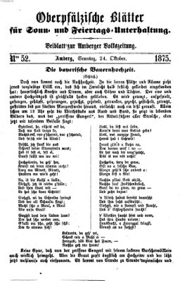 Oberpfälzische Blätter für Sonn- und Feiertags-Unterhaltung (Amberger Volks-Zeitung für Stadt und Land) Sonntag 24. Oktober 1875