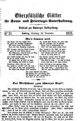 Oberpfälzische Blätter für Sonn- und Feiertags-Unterhaltung (Amberger Volks-Zeitung für Stadt und Land) Sonntag 28. November 1875