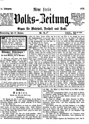 Neue freie Volks-Zeitung Donnerstag 14. Januar 1875