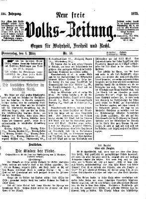 Neue freie Volks-Zeitung Donnerstag 4. März 1875