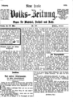 Neue freie Volks-Zeitung Mittwoch 26. Mai 1875