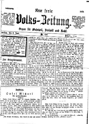 Neue freie Volks-Zeitung Sonntag 6. Juni 1875