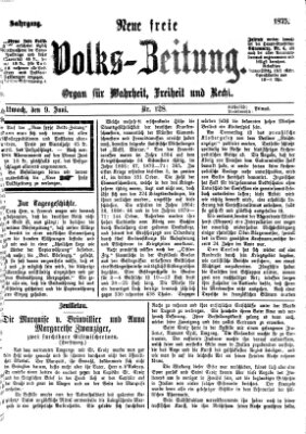 Neue freie Volks-Zeitung Mittwoch 9. Juni 1875