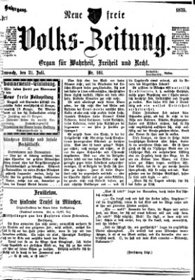 Neue freie Volks-Zeitung Mittwoch 21. Juli 1875