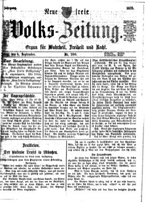 Neue freie Volks-Zeitung Samstag 4. September 1875