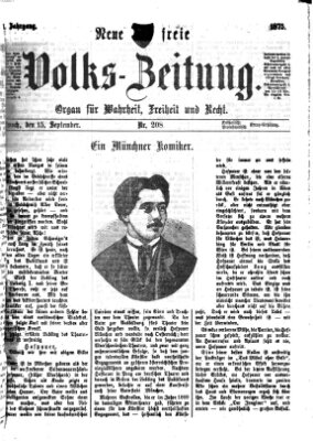 Neue freie Volks-Zeitung Mittwoch 15. September 1875