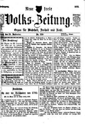 Neue freie Volks-Zeitung Mittwoch 29. September 1875