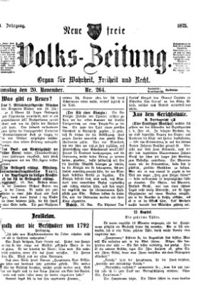 Neue freie Volks-Zeitung Samstag 20. November 1875