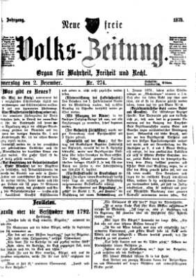 Neue freie Volks-Zeitung Donnerstag 2. Dezember 1875