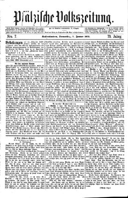 Pfälzische Volkszeitung Donnerstag 7. Januar 1875