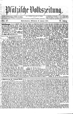 Pfälzische Volkszeitung Mittwoch 27. Januar 1875