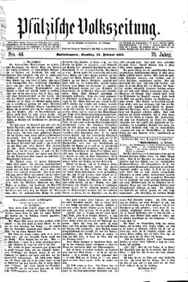 Pfälzische Volkszeitung Samstag 13. Februar 1875