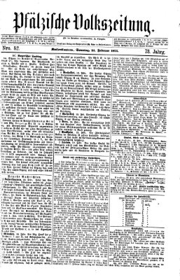 Pfälzische Volkszeitung Sonntag 21. Februar 1875