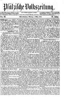 Pfälzische Volkszeitung Montag 1. März 1875