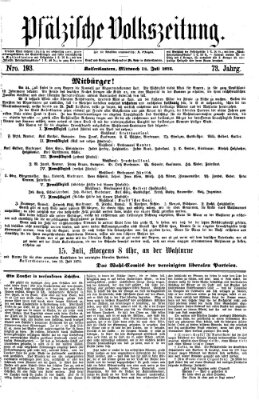 Pfälzische Volkszeitung Mittwoch 14. Juli 1875