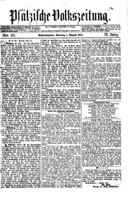 Pfälzische Volkszeitung Sonntag 1. August 1875