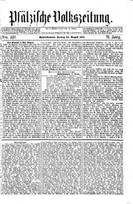 Pfälzische Volkszeitung Freitag 13. August 1875