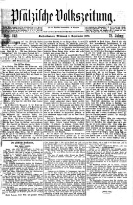 Pfälzische Volkszeitung Mittwoch 1. September 1875