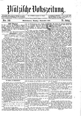 Pfälzische Volkszeitung Samstag 4. September 1875