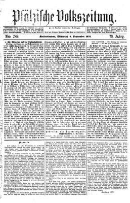 Pfälzische Volkszeitung Mittwoch 8. September 1875