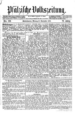 Pfälzische Volkszeitung Montag 27. September 1875