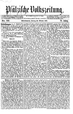 Pfälzische Volkszeitung Freitag 29. Oktober 1875