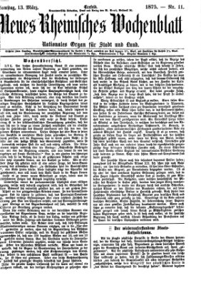 Neues rheinisches Wochenblatt Samstag 13. März 1875