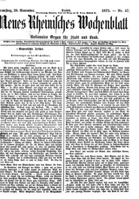 Neues rheinisches Wochenblatt Samstag 20. November 1875