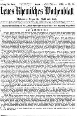 Neues rheinisches Wochenblatt Samstag 30. Dezember 1876