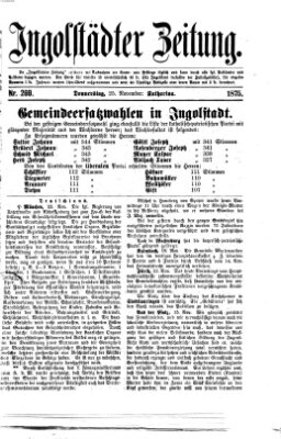 Ingolstädter Zeitung (Neue Ingolstädter Zeitung) Donnerstag 25. November 1875