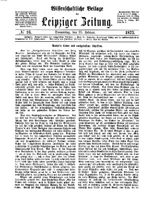 Leipziger Zeitung. Wissenschaftliche Beilage (Leipziger Zeitung) Donnerstag 25. Februar 1875