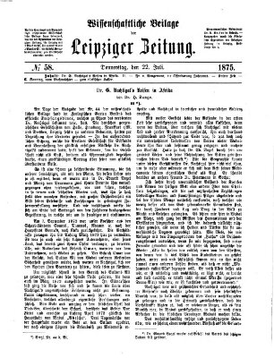 Leipziger Zeitung. Wissenschaftliche Beilage (Leipziger Zeitung) Donnerstag 22. Juli 1875